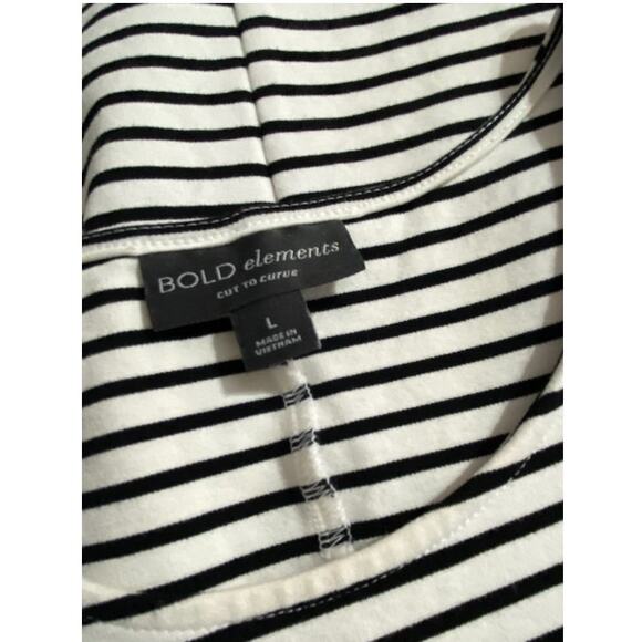 BOLD ELEMENTS Women's L Black White Stripe Cut to Curve Ponte Smoothing Career - Picture 5 of 6